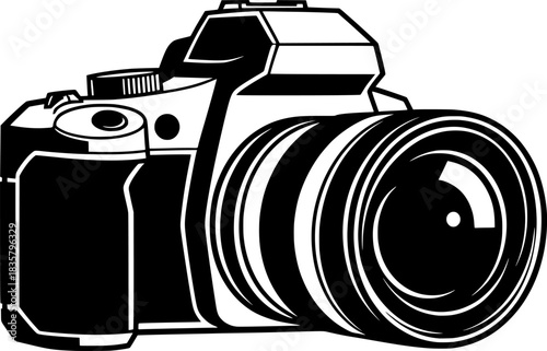 Professional Photography Camera Icon, DSLR, Digital Camera, Photography Equipment, Image Capture

