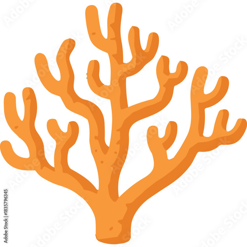 Orange Coral Branch Underwater Marine Life Ocean Flora Tropical Reef Ecosystem Growth Branching Structure Simple Flat Design