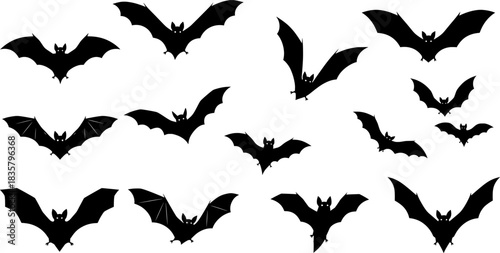Spooky Silhouette Bats Collection Halloween Vector Graphics
