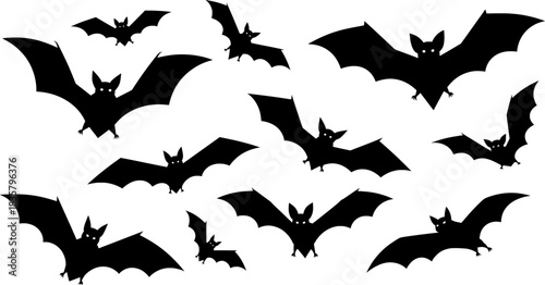 Spooky Silhouette Bats Collection Halloween Vector Graphics
