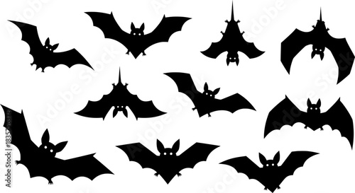 Spooky Silhouette Bats Collection Halloween Vector Graphics
