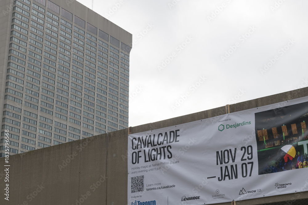 Fototapeta premium banner promoting Nathan Phillips Square's Cavalcade of Lights, Toronto