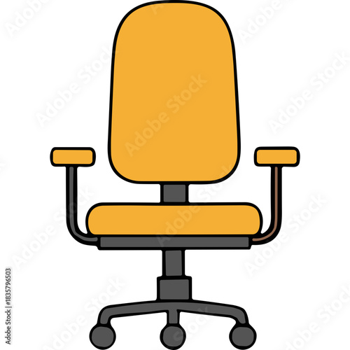 Orange Office Chair with Ergonomic Design and Wheeled Base Against a Black Background Simple Modern Furniture Studio Shot
