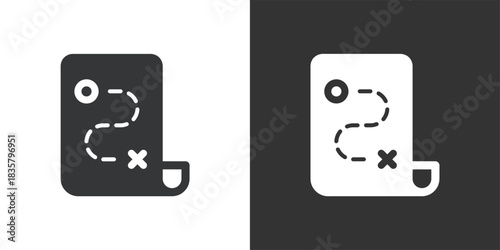 Route Plan Map icon. Solid glyph series icon