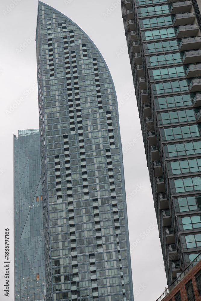 Naklejka premium view of L‑Tower, a residential skyscraper designed by Daniel Libeskind, completed in 2016, located at 8 The Esplanade, Toronto