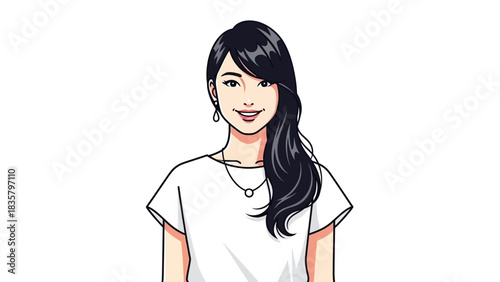 Portrait of a stylish young Asian woman with a confident smile, perfect for fashion blogs, lifestyle brands, and modern marketing campaigns