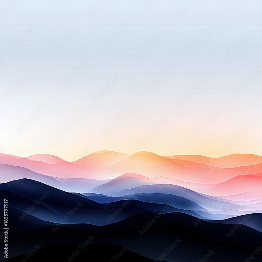 Fototapeta premium Abstract Mountains at Sunset with Gradient Colors