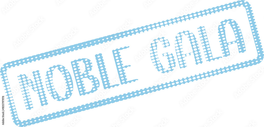 Fototapeta premium Noble Gala textured stamp with a light blue dotted frame and stylish lettering for event invitations