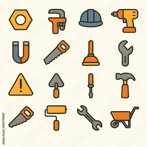 construction tools icon set