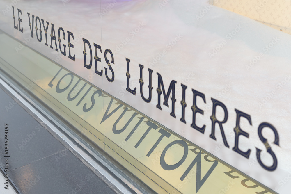 Naklejka premium holiday display at Louis Vuitton, a leather goods store, located at 150 Bloor St W, at 89 Avenue Yorkville, Toronto