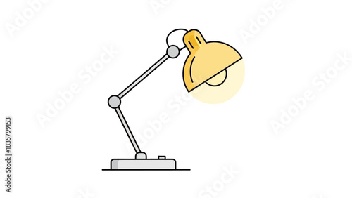 Modern adjustable desk lamp glowing softly creating a warm focused light ideal for study or work