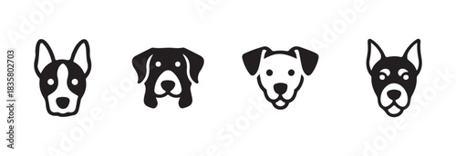 Dog vector illustration set isolated on white background. Minimalistic and adorable pets and companions design