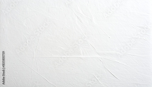 White Crumpled Paper Texture Background with Wrinkles and Folds, Abstract Blank Sheet for Design and Copy Space