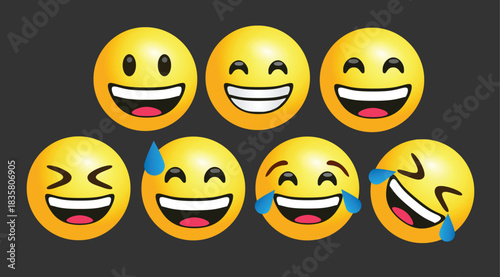 vector round yellow cartoon bubble emoticons comment social media chat comment reactions, icon template face emoji character message