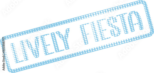 Lively Fiesta Celebration Stamp Featuring a Light Blue Dotted Graphic Style