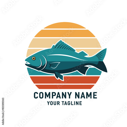Vector illustration of a blue fish for a fishing company logo.