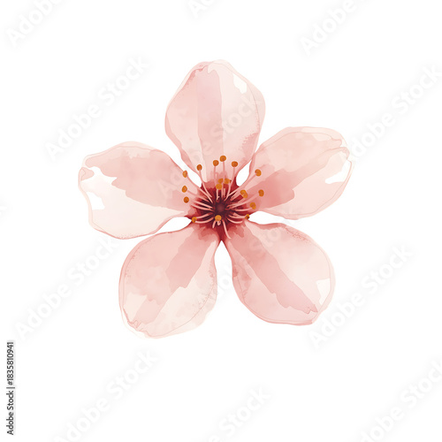 Watercolor Cherry Blossom on Black Background