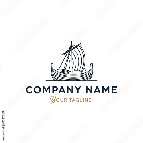 Viking Ship Logo Design.