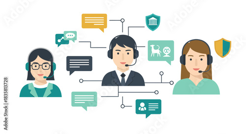 Professional customer support team offering solutions and advice, connecting with clients through modern communication channels for optimal customer experience