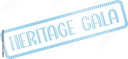 A charming light blue dotted Heritage Gala stamp with a classic rectangular border