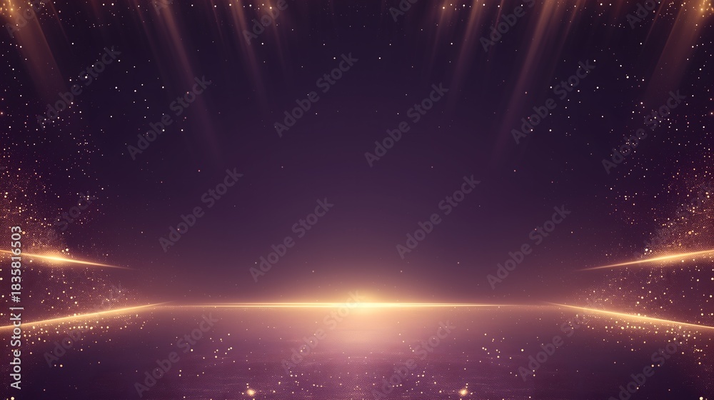 Obraz premium Wallpaper illustration background in abstract light and stadium, team main colors purple and golden for Los Angeles basketball sports