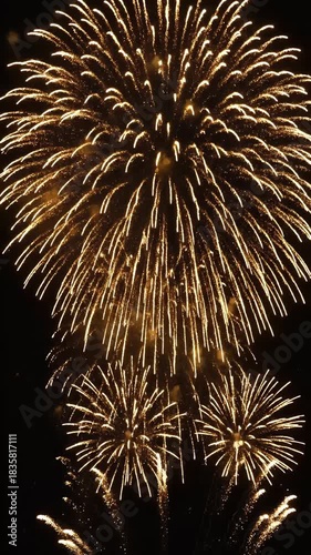 Wallpaper Mural Golden Firework Bursts Light Up Dark Night Sky Spectacular Celebration Torontodigital.ca