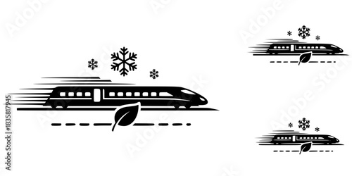 Sustainable Winter Rail Travel Vector Silhouette