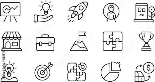 Business icons for startup and growth strategy