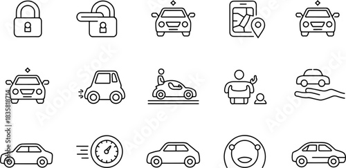 Car related icons set for car industry