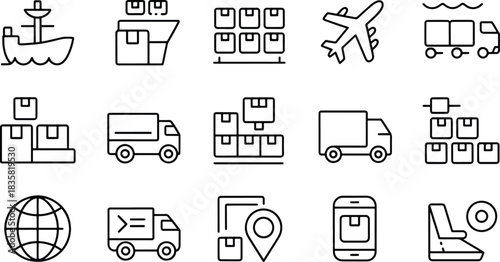 Global Logistics and Shipping Icon Set