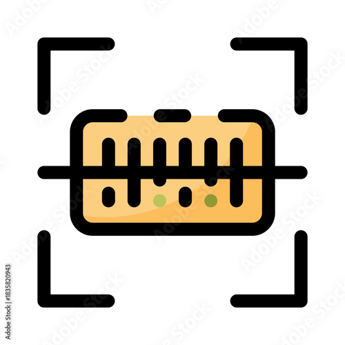 Shopping filled line color icon. Barcode Element And Scan.