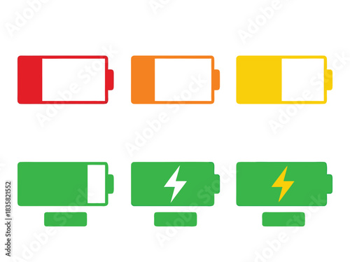 Battery charge level indicators in various colors.