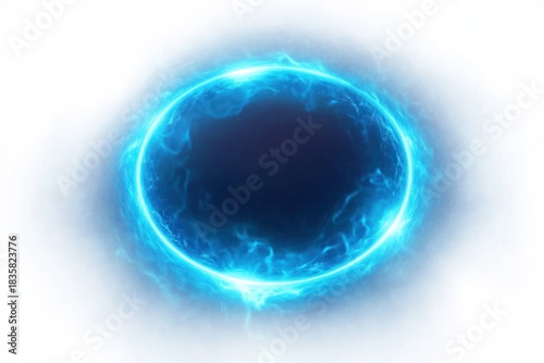 Wallpaper Mural Glowing blue electric ring with swirling energy on a white background suggesting a portal or energy source Torontodigital.ca