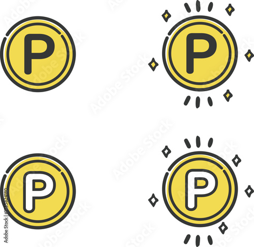 ポイントのコインイラストセット　ベクター
