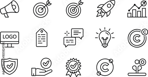 Business and marketing line icons set vector