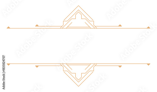 Gold Art Deco borders, geometric lines, decorative elements for design, invitation cards, menus, photo frames.