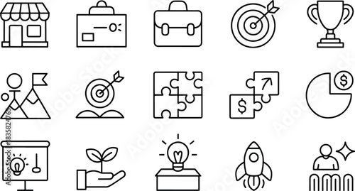 Business and Startup Icon Set Outline Style