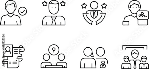 Business People Icons Set Black and White