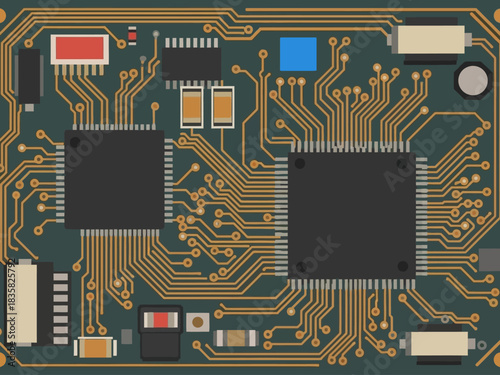Circuit Board Illustration A Detailed Look at Electronic Components and Connections