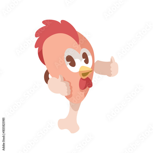 Cartoon Chicken Leg Character Giving Thumbs Up