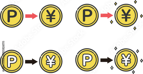 ポイントの交換イメージイラスト　ベクター
