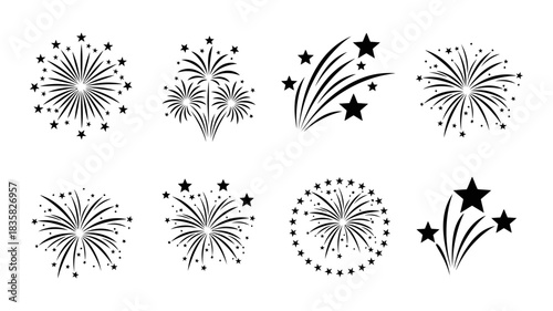 set of FIREWORK template flat design, for new year card or Christmas