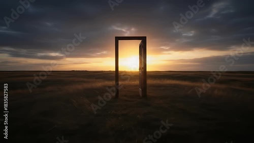 Wallpaper Mural Golden Sunset Through Doorway In Grassy Field Cinematic Footage Torontodigital.ca
