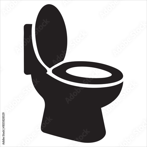 Black Toilet Silhouette Icon Restroom Sign or Bathroom Equipment Vector