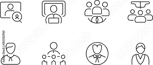 Business and People Icons Set Line Style