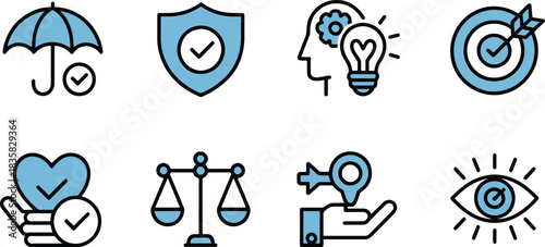 Business concept icons protection ideas strategy success