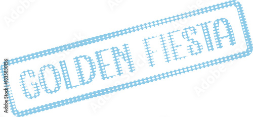 A charming light blue dotted stamp showcasing the celebratory phrase Golden Fiesta