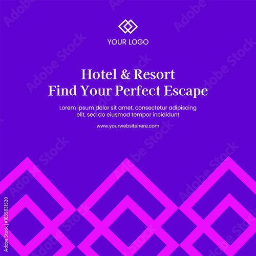 Hotel And Resort Flat Cartoon Hand-Drawn Illustration With Soft Background Template Design