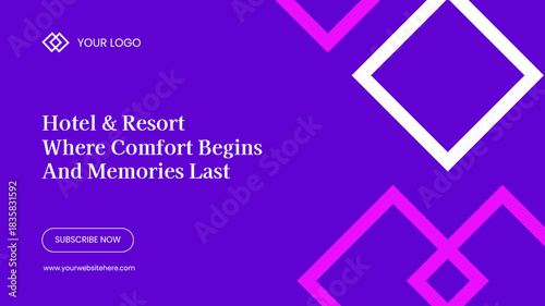 Hotel And Resort Flat Cartoon Hand-Drawn Background Illustration Template For Thumbnail Design