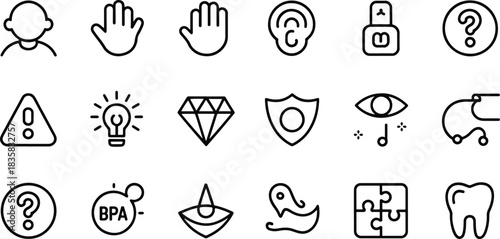 Assorted Simple Line Art Icons Collection